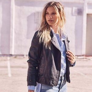 《 FP 》 Washed Leather Moto Jacket